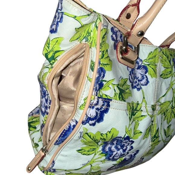 Tignanello White Tote with Blue and Green Floral Design - Picture 5 of 10